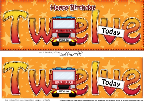 Large DL Happy Birthday TWELVE TODAY 3D decoupage