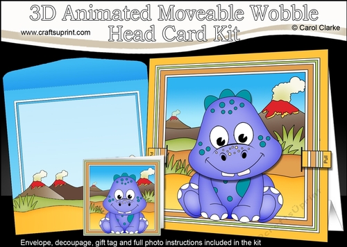 3D Animated Moveable Wobble Head Card - Cute Little Darla Dino