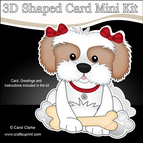 3D Shaped Card  Kit - Little Cavachon Dog Button