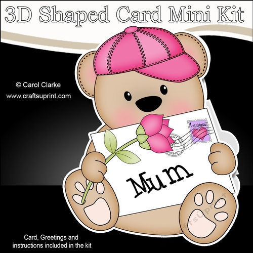 3D Shaped Card  Kit - Cute Little Mothers Day Bear has a Card for Mum