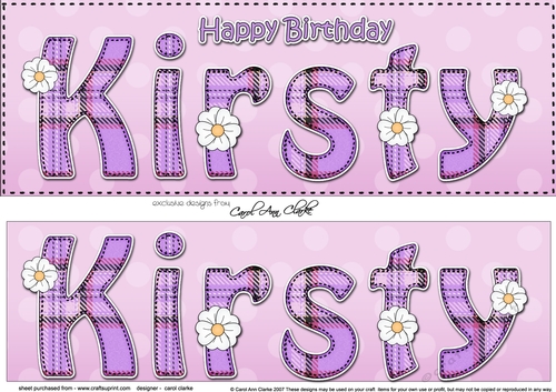 Large DL Happy Birthday KIRSTY 3D decoupage