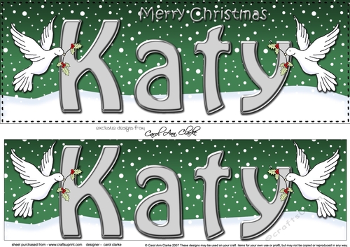 Large DL Merry Christmas KATY 3D decoupage 