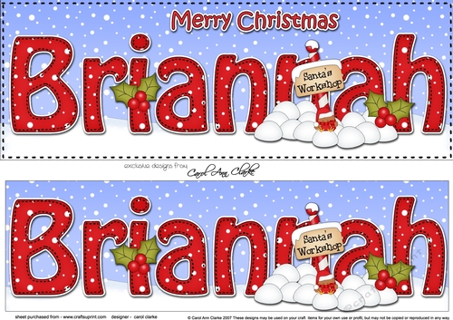 Large DL Merry Christmas BRIANNAH 3D decoupage 