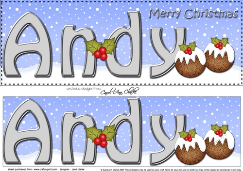 Large DL Merry Christmas ANDY 3D decoupage 