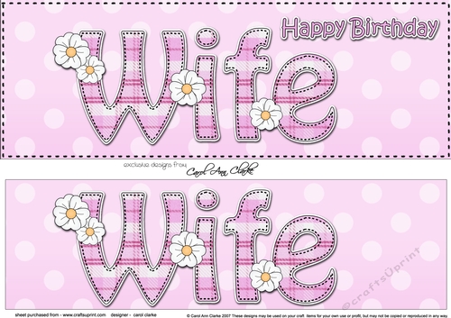 Large DL Happy Birthday WIFE 3D decoupage