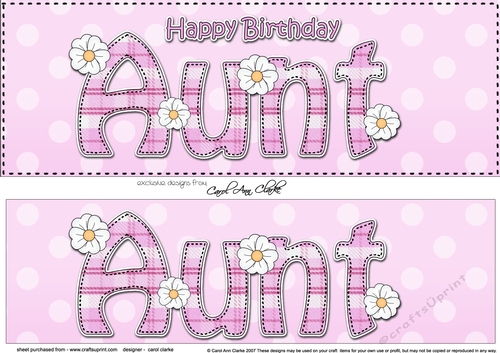 Large DL Happy Birthday AUNT 3D decoupage