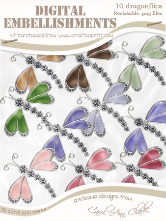 'enamel and Diamond' Dragonfly Digital Embellishments