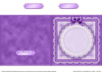 Square Pearls, Lace and Ribbon Plain Card Base Portrait Form