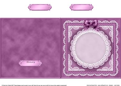 Square Pearls, Lace and Ribbon Plain Card Base Portrait Form