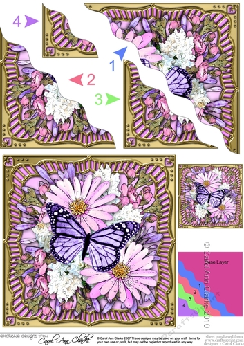Flowers & Butterfly in a Gold Frame Wavey Corner Stacker