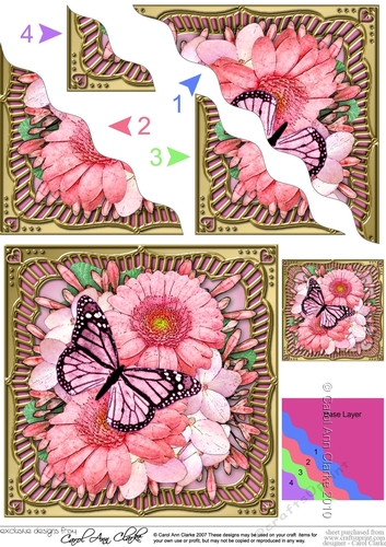 Flowers & Butterfly in a Gold Frame Wavey Corner Stacker