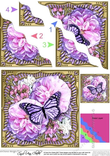 Flowers & Butterfly in a Gold Frame Wavey Corner Stacker