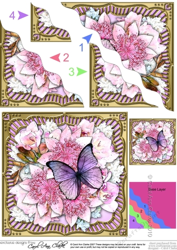 Flowers & Butterfly in a Gold Frame Wavey Corner Stacker