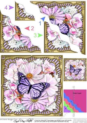 Flowers & Butterfly in a Gold Frame Wavey Corner Stacker