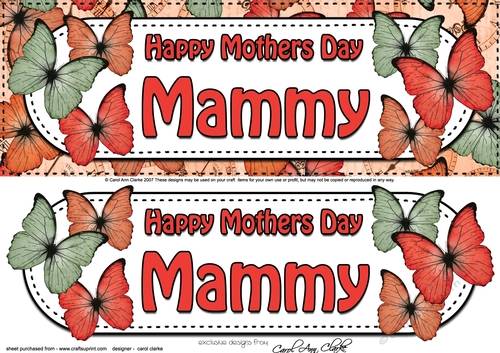 Large DL Happy Mothers Day MAMMY Butterflies 3D decoupage