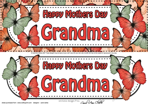 Large DL Happy Mothers Day GRANDMA Butterflies 3D decoupage
