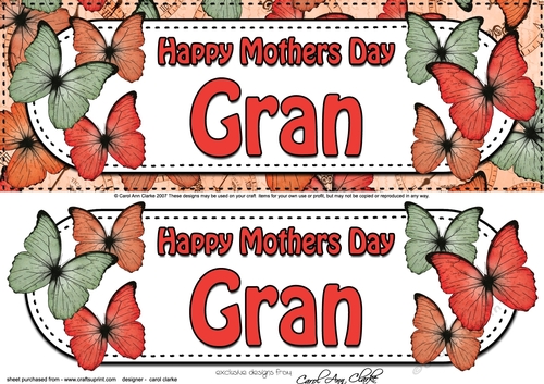 Large DL Happy Mothers Day GRAN Butterflies 3D decoupage
