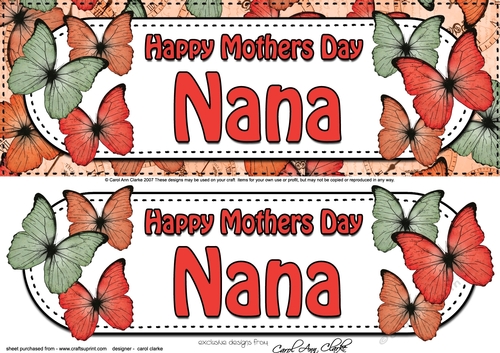 Large DL Happy Mothers Day NANA Butterflies 3D decoupage