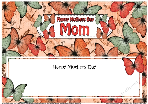 Large DL Happy Mothers Day MOM Butterflies matching insert