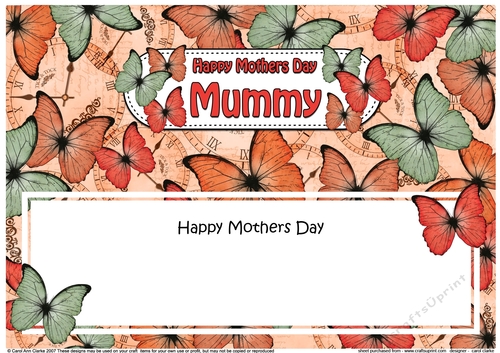 Large DL Happy Mothers Day MUMMY Butterflies matching insert