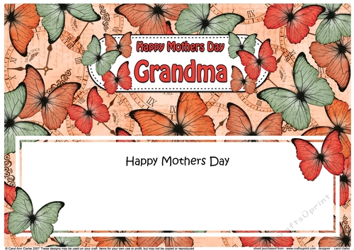 Large DL Happy Mothers Day GRANDMA Butterflies matching insert