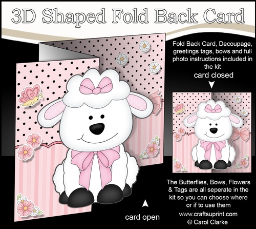 3D Shaped No-Hole Fold Back Mini Kit -  Cute Little Laura Lamb 