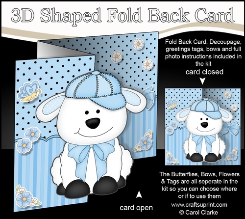 3D Shaped No-Hole Fold Back Mini Kit -  Cute Little Laurie Lamb