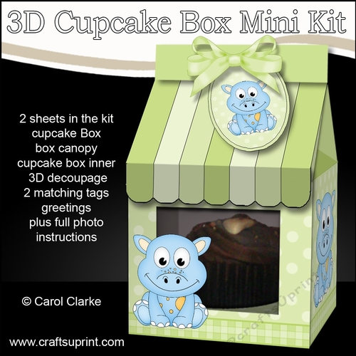 Mini Milk Carton Cupcake Treat Box Mini Kit - Cute Little Dino