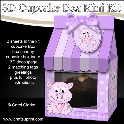 Mini Milk Carton Cupcake Treat Box Mini Kit - Cute Little Dino