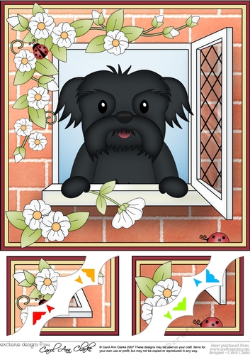 8 x 8 Scalloped Corner Topper - Through the Window - Shih Tzu