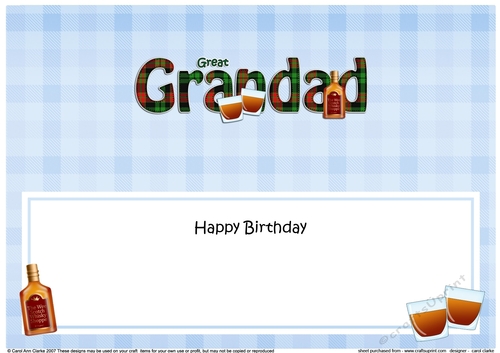 Large DL Happy Birthday GREAT GRANDAD insert 