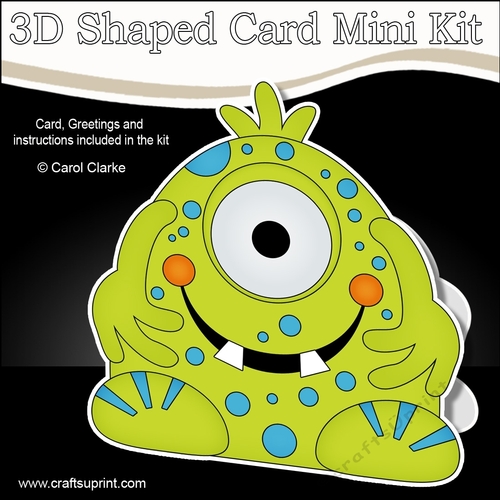 3D Shaped Card  Kit -  Cute Alien Monster Mosh