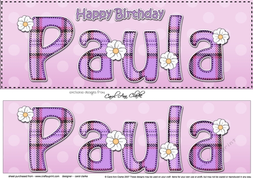 Large DL Happy Birthday PAULA 3D decoupage