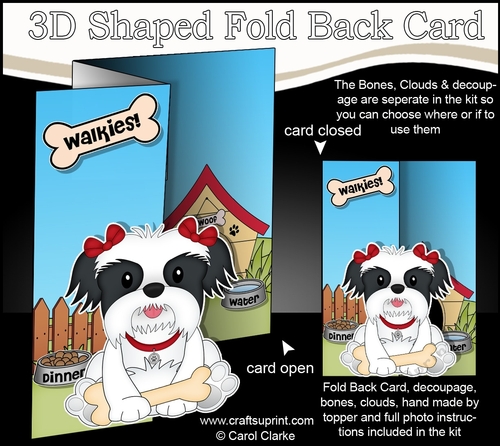 3D Shaped No-Hole Fold Back Mini Kit - Little Shih Tzu Dog Daisy