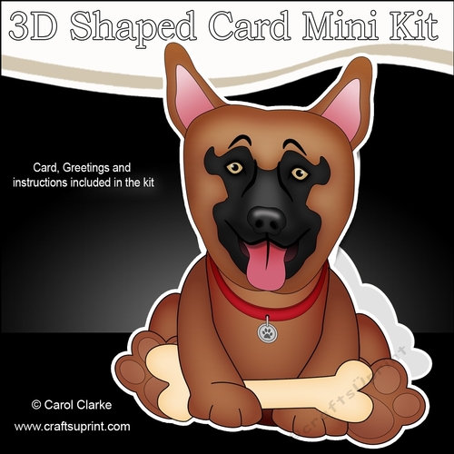 3D Shaped Card  Kit - Little German Shepherd Dog Nash