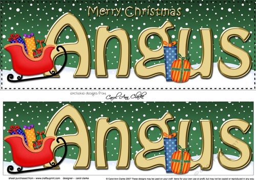 Large DL Merry Christmas ANGUS 3D decoupage 