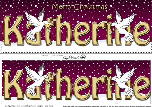 Large DL Merry Christmas KATHERINE 3D decoupage 
