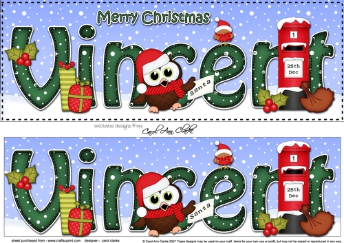 Large DL Merry Christmas VINCENT 3D decoupage 