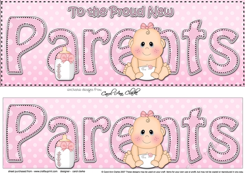 Large DL New Baby TO THE PROUD NEW PARENTS 3D decoupage