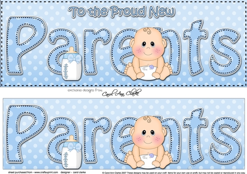 Large DL New Baby TO THE PROUD NEW PARENTS 3D decoupage