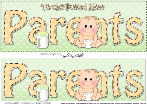 Large DL New Baby TO THE PROUD NEW PARENTS 3D decoupage