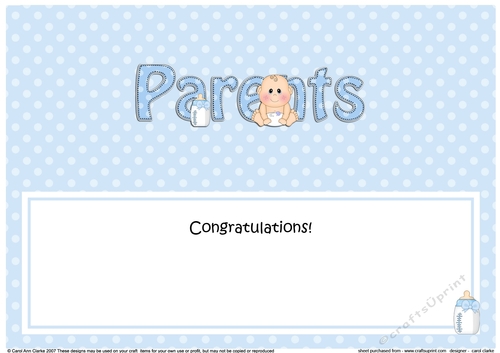 Large DL New Baby TO THE PROUD NEW PARENTS insert