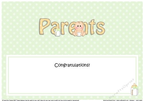 Large DL New Baby TO THE PROUD NEW PARENTS insert