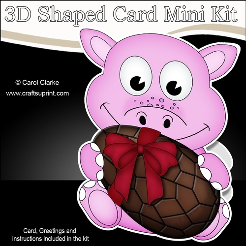 3D Shaped Card Mini Kit - Cute Little Dino has an Easter Egg