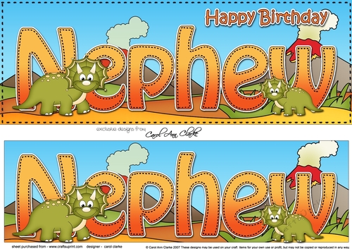 Large DL Happy Birthday NEPHEW 3D decoupage with Dinosaurs
