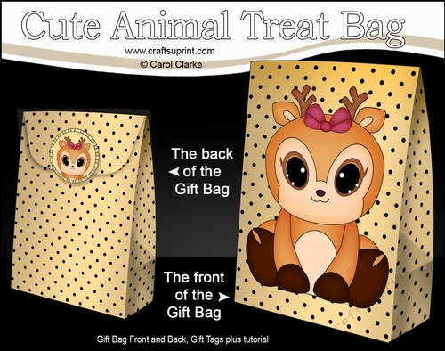 3D Gift Bag Mini Kit -  Cute Little Rosie Reindeer