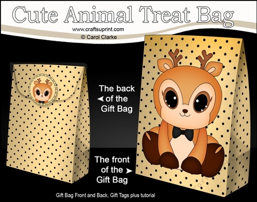 3D Gift Bag Mini Kit -  Cute Little Rudy Reindeer