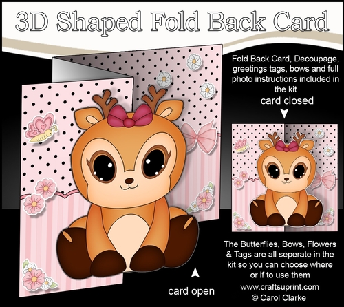 3D Shaped No-Hole Fold Back Mini Kit -  Cute Little Reindeer Sprinkles