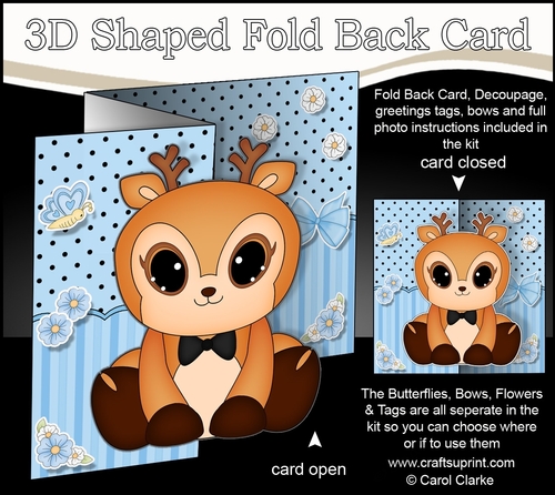 3D Shaped No-Hole Fold Back Mini Kit -  Cute Little Raindeer Snuggles