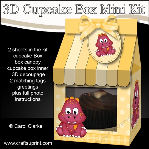 Mini Milk Carton Cupcake Treat Box Mini Kit - Cute Little Dino